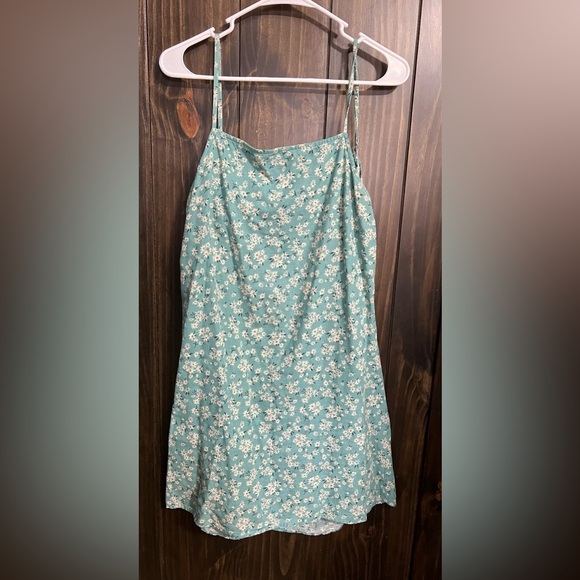 American Eagle Floral Mini Dress Spaghetti Strap, Tie Back Size:Large - Picture 4 of 11